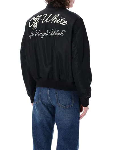 Off-white Script Varsity Jacket In Black
