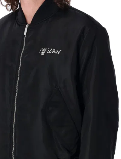 Off-white Script Varsity Jacket In Black