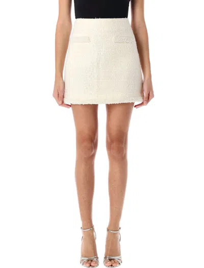 Self-portrait Cream Boucle Pearl Trim Mini Skirt-12 Nd Self Portrait Female In Neutral