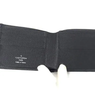 Pre-owned Louis Vuitton Ardoise Black Taiga Leather Wallet (bi-fold) () In Multi