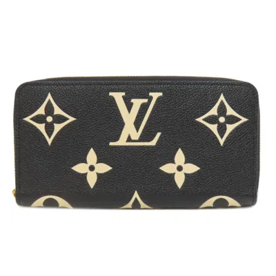 Pre-owned Louis Vuitton Beige Black Monogram Empreinte Long Wallet (bi-fold) () In Multi