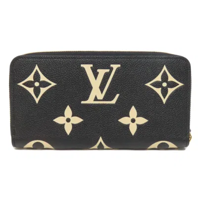 Pre-owned Louis Vuitton Beige Black Monogram Empreinte Long Wallet (bi-fold) () In Multi