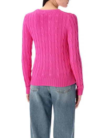 Polo Ralph Lauren Cable-knit Cotton Crewneck Sweater In Pink