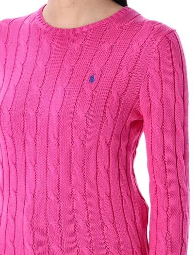 Polo Ralph Lauren Cable-knit Cotton Crewneck Sweater In Pink