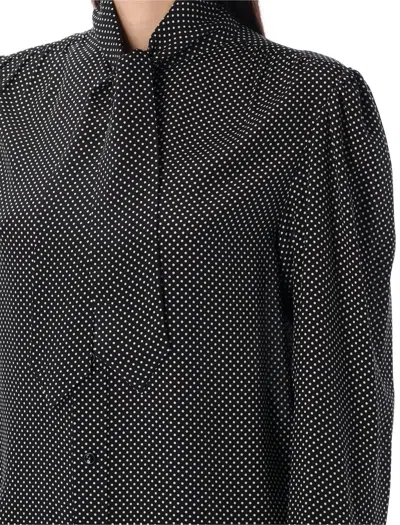 Saint Laurent Silk Pois Shirt For Women In Black