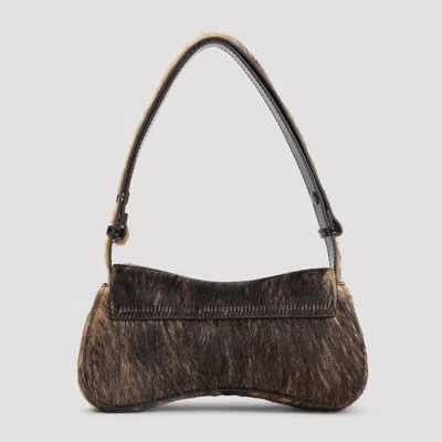 Diesel Furry Design Cow Leather Play Clutch Bag In Black