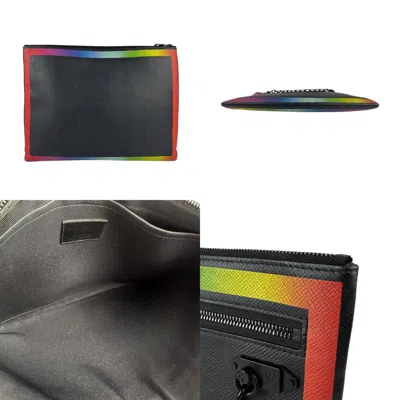 Pre-owned Louis Vuitton Black Multi-color Taiga Leather Clutch Bag Pochette ()