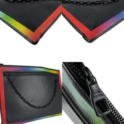 Pre-owned Louis Vuitton Black Multi-color Taiga Leather Clutch Bag Pochette ()
