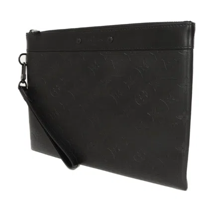 Pre-owned Louis Vuitton Black Noir Monogram Shadow Leather Clutch Bag Pochette ()