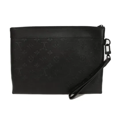 Pre-owned Louis Vuitton Black Noir Monogram Shadow Leather Clutch Bag Pochette ()