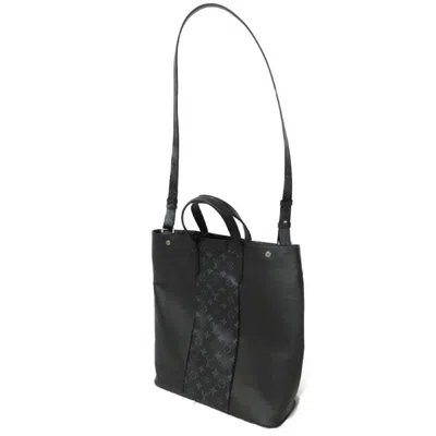 Pre-owned Louis Vuitton Black Noir Taiga Leather Monogram Canvas Leather Shoulder Bag Tote Bag ()