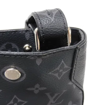 Pre-owned Louis Vuitton Black Noir Taiga Leather Monogram Canvas Leather Shoulder Bag Tote Bag ()