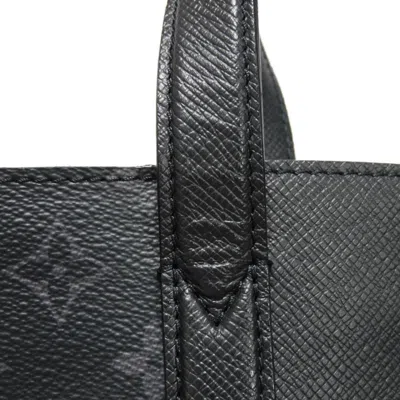 Pre-owned Louis Vuitton Black Noir Taiga Leather Monogram Canvas Leather Shoulder Bag Tote Bag ()