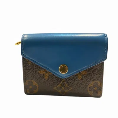 Pre-owned Louis Vuitton Blue Jean Brown Monogram Middle Wallet (bi-fold) ()