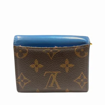 Pre-owned Louis Vuitton Blue Jean Brown Monogram Middle Wallet (bi-fold) ()