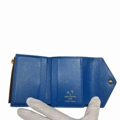 Pre-owned Louis Vuitton Blue Jean Brown Monogram Middle Wallet (bi-fold) ()