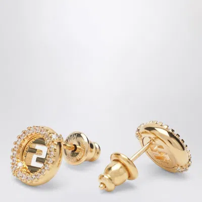 Fendi Ever Round Stud Earrings With White Crystal Bezels Accessories