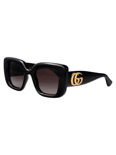 Gucci Black-black-grey Injection Sunglasses In Brown