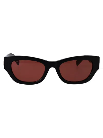 Gucci Black-black-red Recycled Acetate Sunglasses