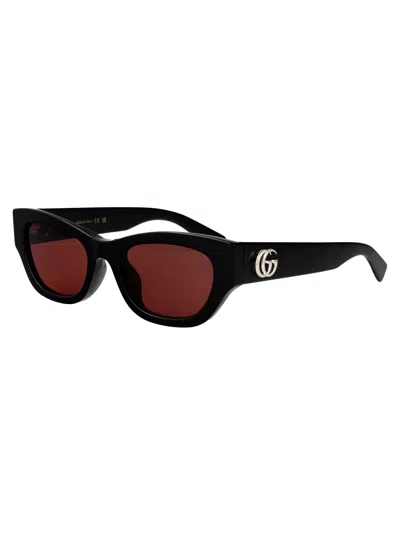 Gucci Black-black-red Recycled Acetate Sunglasses