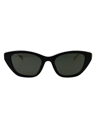 Gucci Black-gold-grey Recycled Acetate Sunglasses In Black