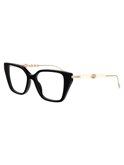 Gucci Black-gold-transparent Recycled Acetate Glasses In Black