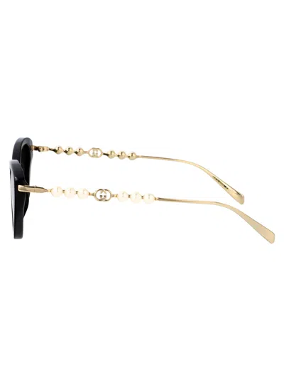Gucci Black-gold-grey Recycled Acetate Sunglasses In Black