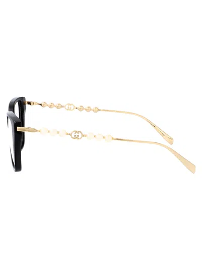 Gucci Black-gold-transparent Recycled Acetate Glasses In Black