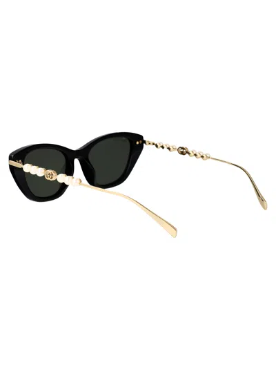 Gucci Black-gold-grey Recycled Acetate Sunglasses In Black