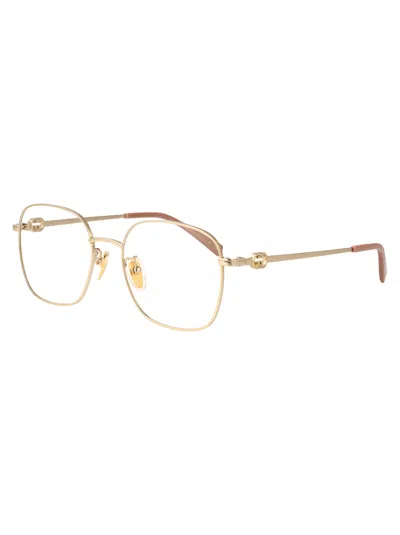 Gucci Gold-gold-transparent Metal Glasses In Gold