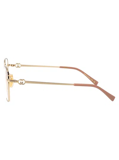 Gucci Gold-gold-transparent Metal Glasses In Gold