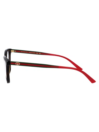 Gucci Havana-green-transparent Recycled Acetate Glasses In Black