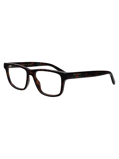 Gucci Havana-havana-transparent Injection Glasses In Brown
