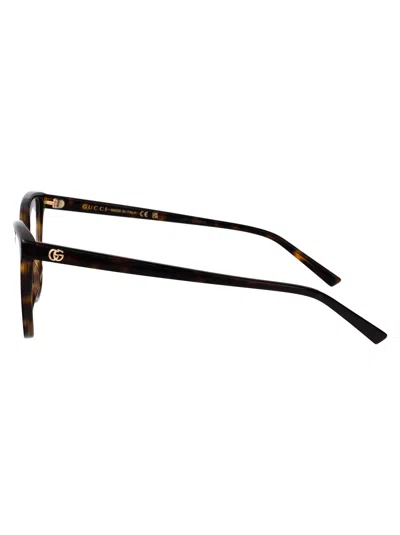 Gucci Havana-havana-transparent Recycled Acetate Glasses In Brown
