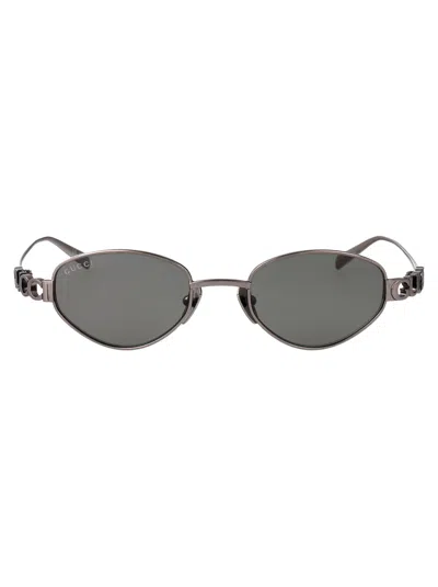 Gucci Ruthenium-ruthenium-grey Metal Sunglasses In Gray