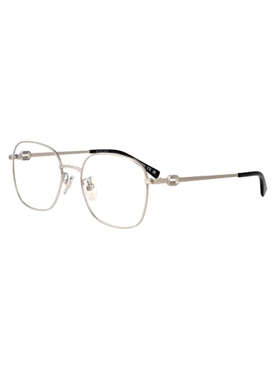 Gucci Silver-silver-transparent Metal Glasses In Gold