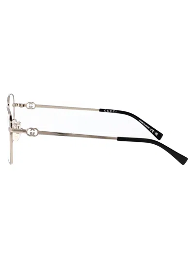 Gucci Silver-silver-transparent Metal Glasses In Gold