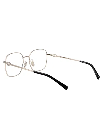 Gucci Silver-silver-transparent Metal Glasses In Gold