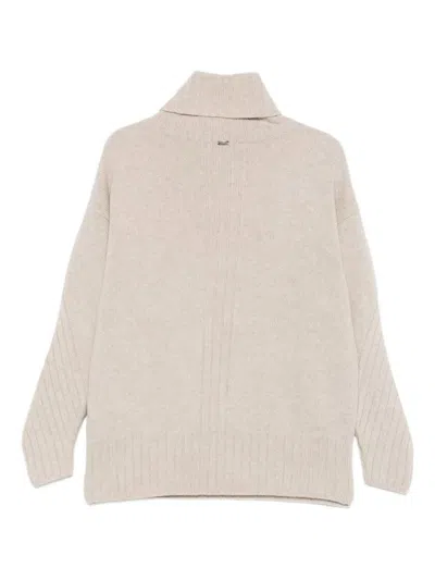 Herno Roll-neck Wool Sweater In Neutral