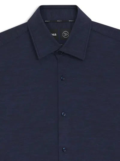 Hugo Boss Buttoned Long-sleeve Shirt In Blue