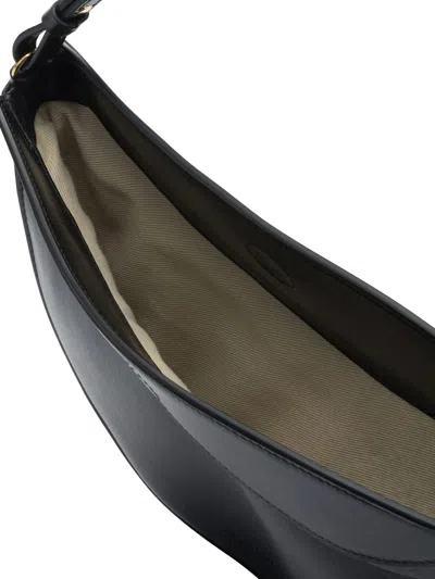 Jacquemus Curved Half-moon Leather Shoulder Bag In Black