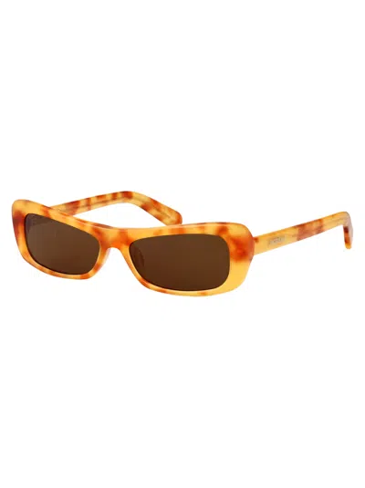 Jacquemus Beige T-shell/ Gold/ Brown Acetate Sunglasses In Multi