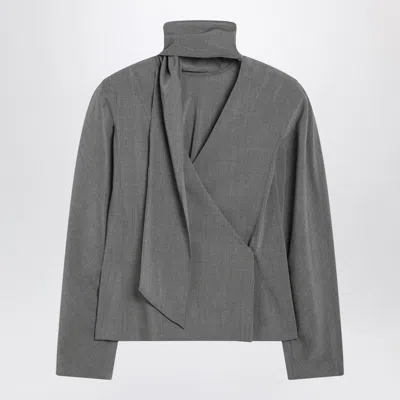 Jacquemus Chale Wool Blouse With Scarf In Gray