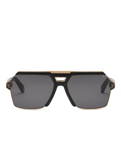 Philipp Plein Eyewear Geometric-pilot Sunglasses In Black