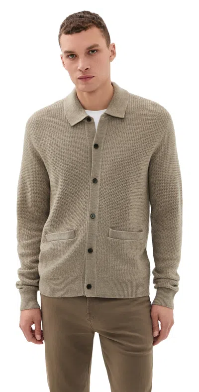 Madewell Merino Wool Collared Cardigan Heather Brown In Brown