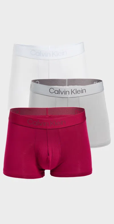 Calvin Klein Underwear Ultra Soft Modal Trunks 3 Pack Greatest Grey/beet Red/icy Grey In Multi