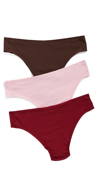 Spanx Fit-to-you Thong 3-pack Box Fleur/red Merlot/espresso In Multi