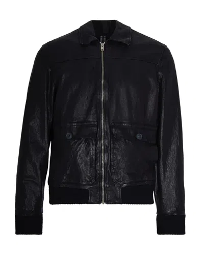 D Four Zip-up Leather Jacket In Black