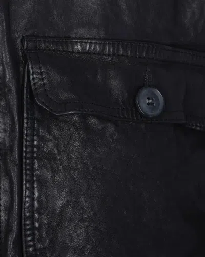 D Four Zip-up Leather Jacket In Black