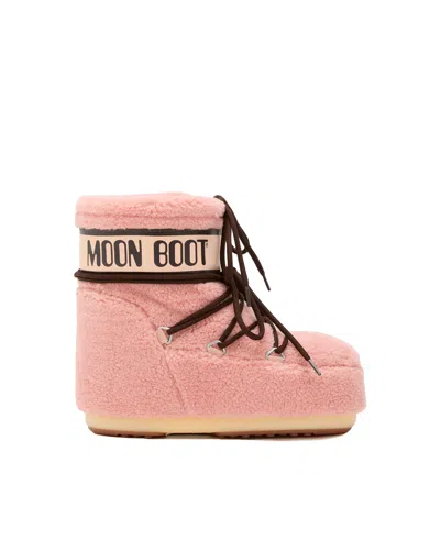 Moon Boot Icon Low Fleece Pink Snow Boot In Pink